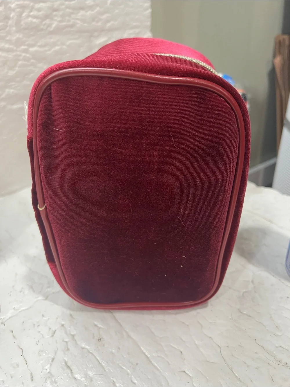 NWT Badgley Mischka Burgundy Velvet Cosmetic Train Case